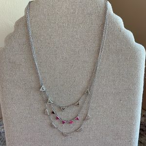 Pave 3layered reversible necklace silver